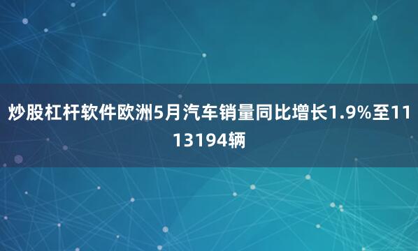 炒股杠杆软件欧洲5月汽车销量同比增长1.9%至1113194辆
