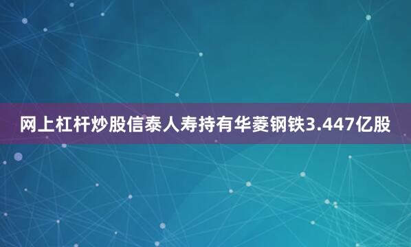 网上杠杆炒股信泰人寿持有华菱钢铁3.447亿股